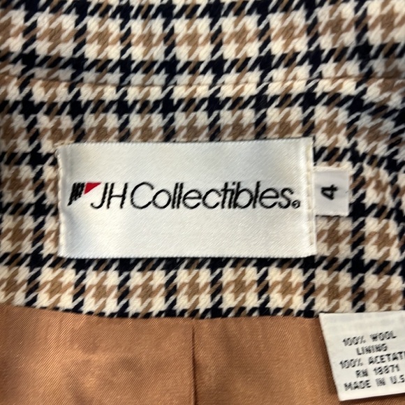 JH Collectibles Vintage Tan/Blue Plaid 3 Button  Blazer Jacket Women's Size 4 - Picture 7 of 9